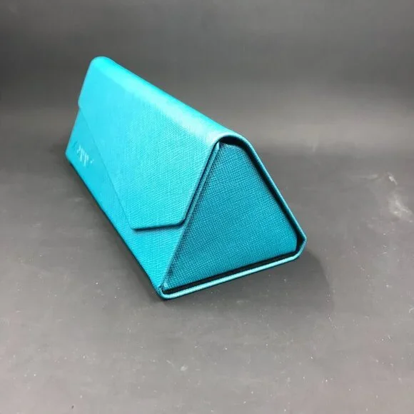 Zenni Aqua/teal/blue sunglass or eyeglass case.  Triangle design, lays flat - Picture 3 of 8